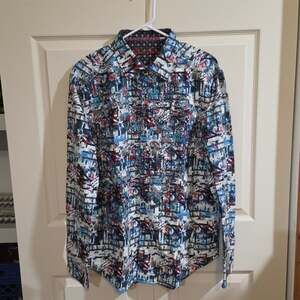 Robert Graham Larson Shirt Mens XL Classic Fit Abstract Print Button Down
